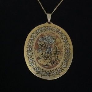 REED & BARTON Damascene "Bird of Paradise" Pendant